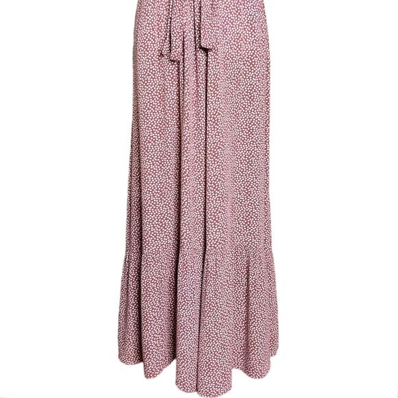 Abercrombie & Fitch Short Sleeve V-Neck Maxi Dress With Tie Waist Flowy Large - Picture 4 of 12